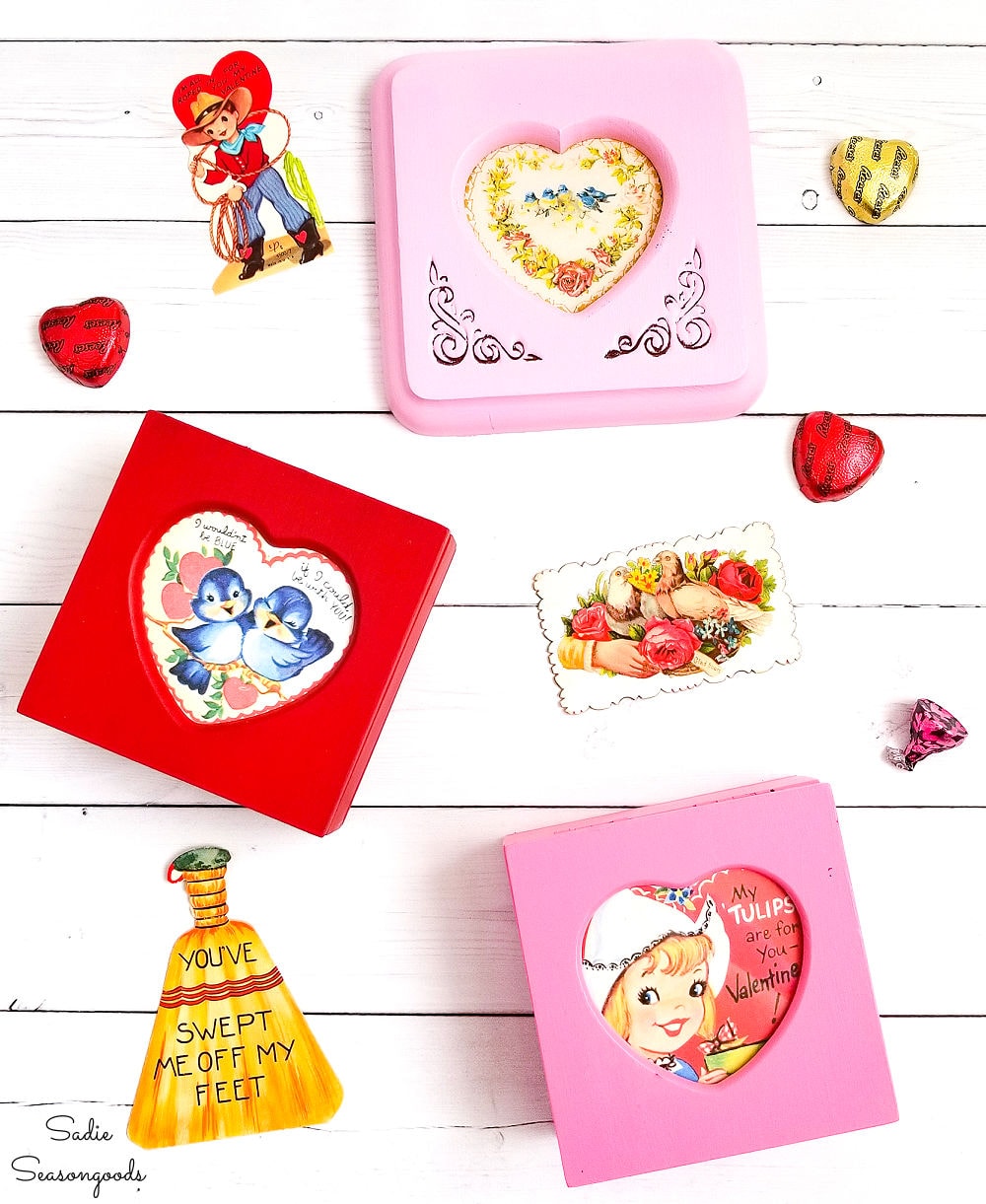 Valentine's day craft with jewelry boxes