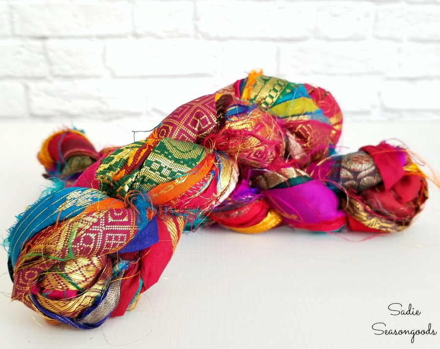 Sari ribbon from recycled sari fabric to create the boho room decor and bohemian style decor
