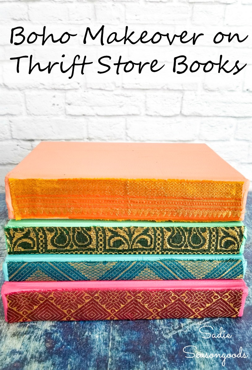 Upcycling idea for thrift store books with bohemian style