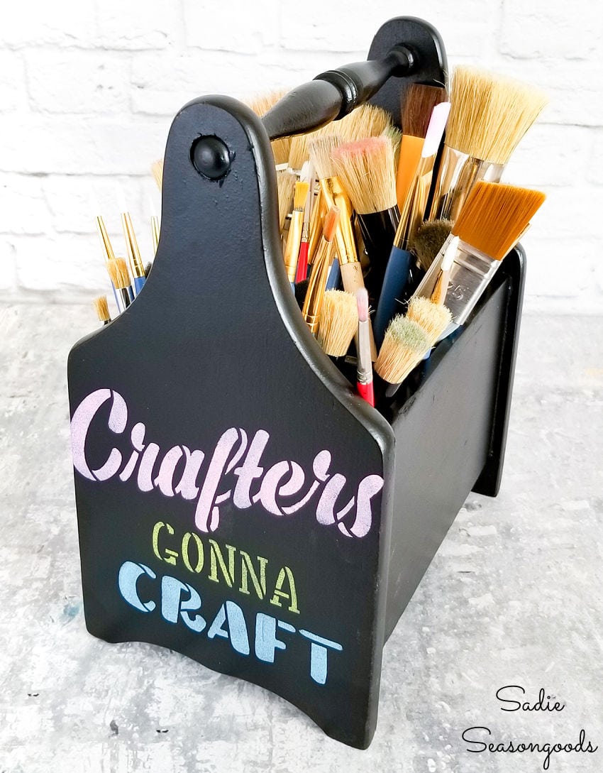 flatware caddy as a paint brush holder