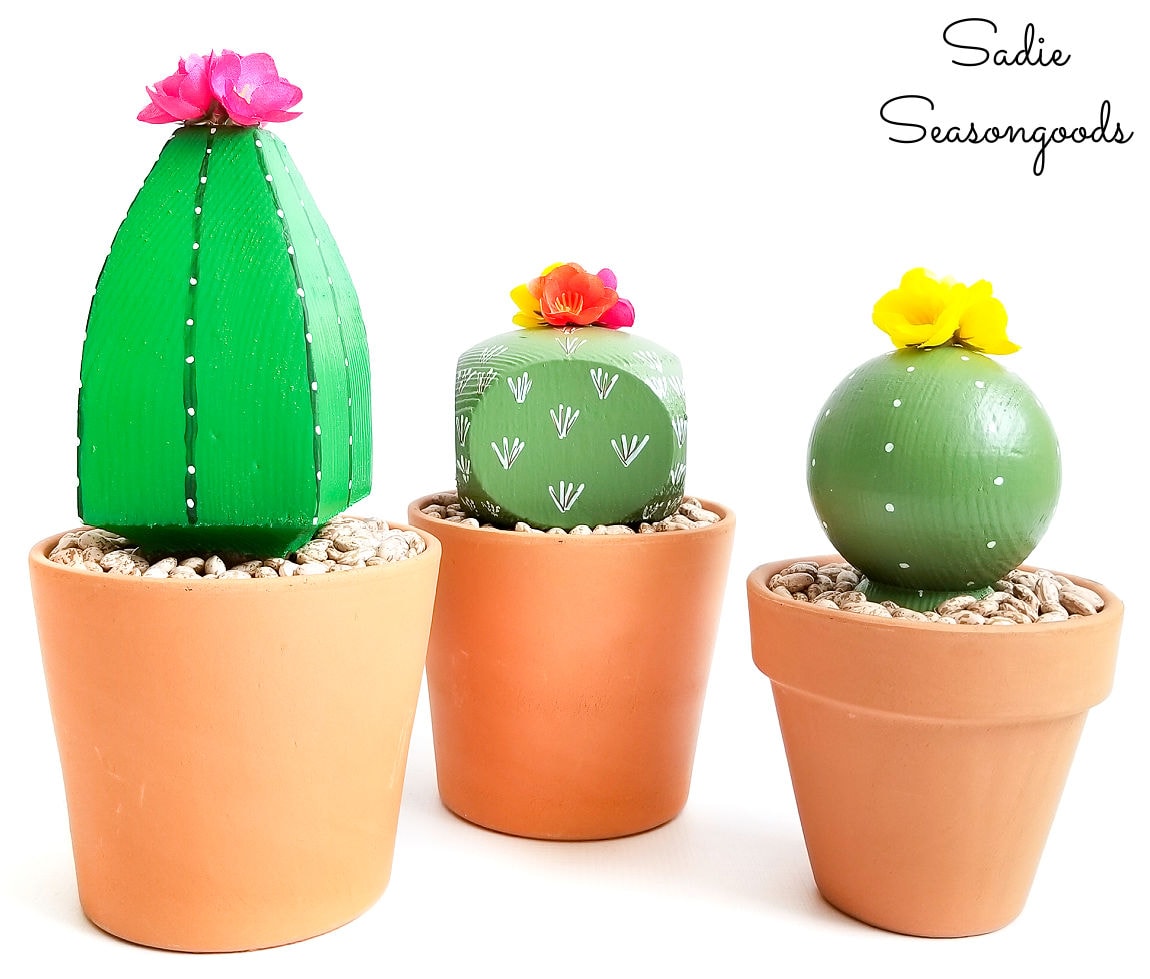 Fake cactus plants from post caps