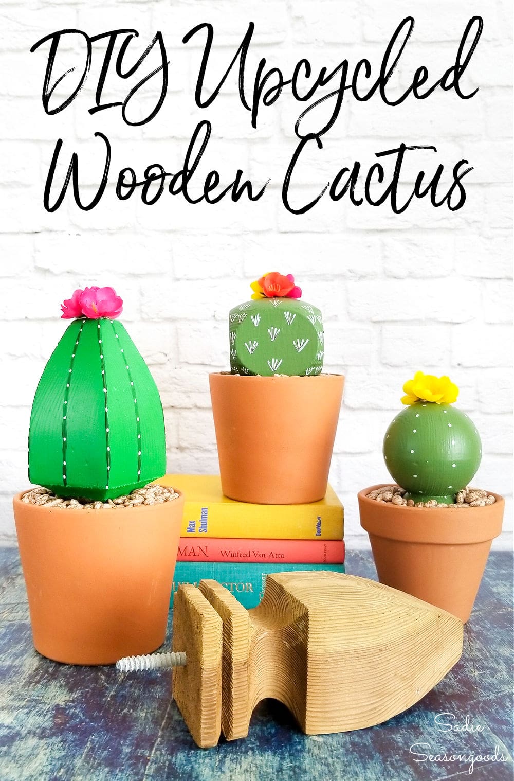 Post caps as cactus room decor