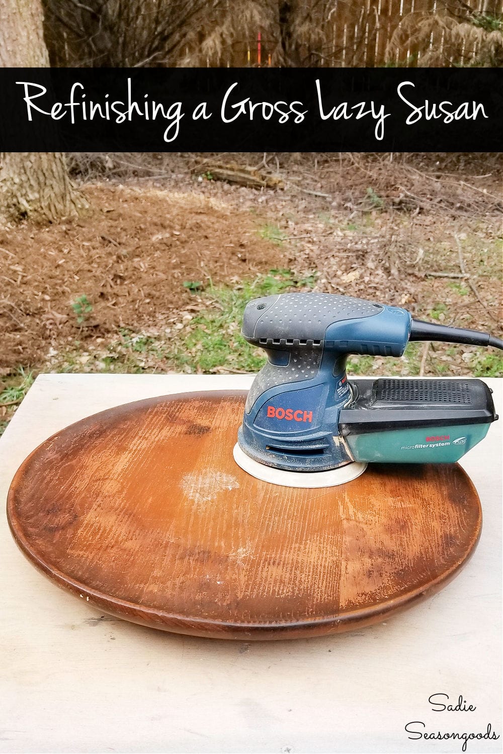 refinishing a wooden lazy susan