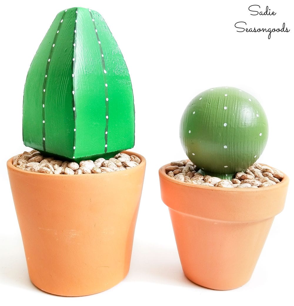 Wooden cactus for plant decor