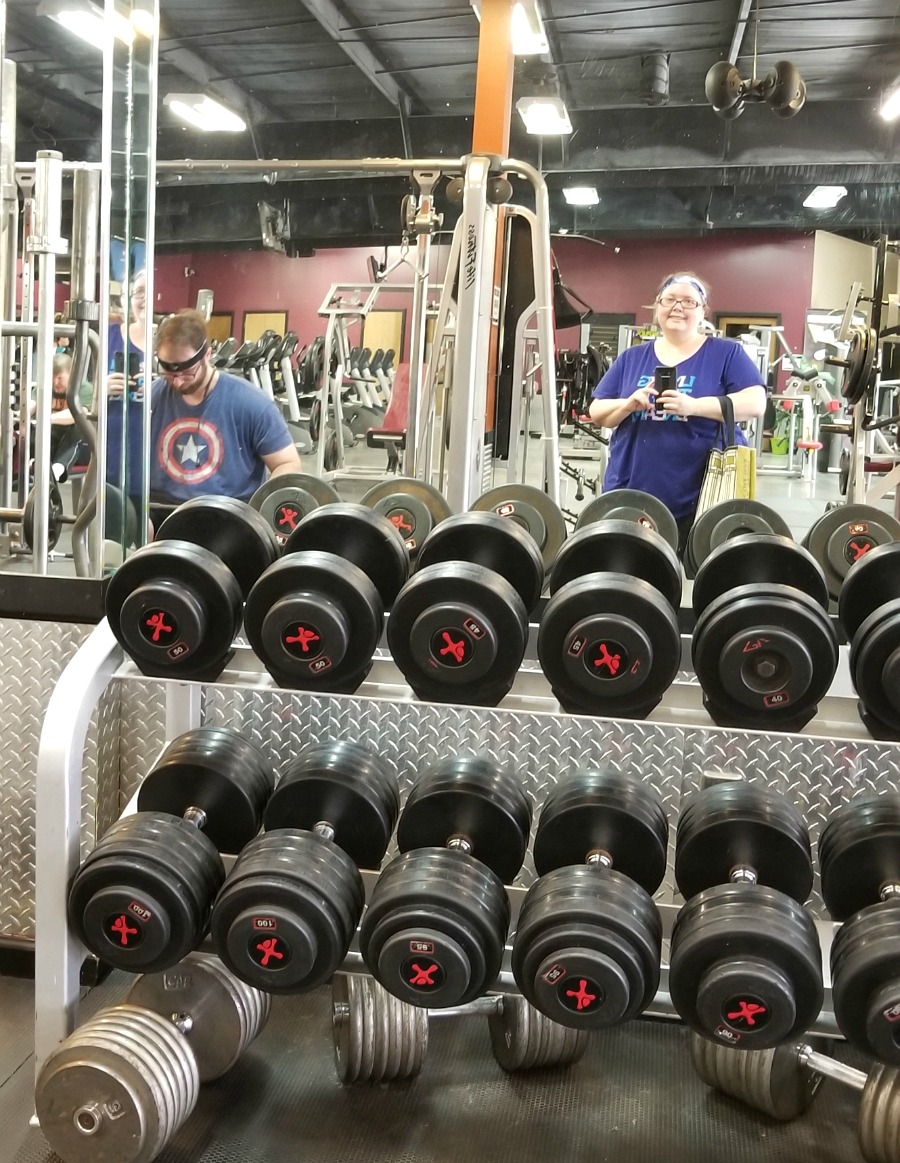 Sadie Seasongoods and husband working out at Bodyplex Blue Ridge