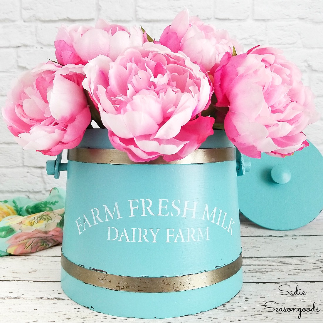 Flower Bucket for Vintage Farmhouse Decor