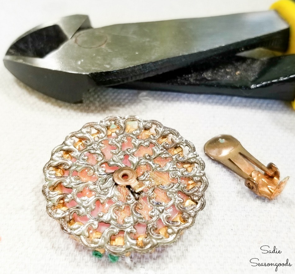 Converting a vintage clip on earring to a necklace