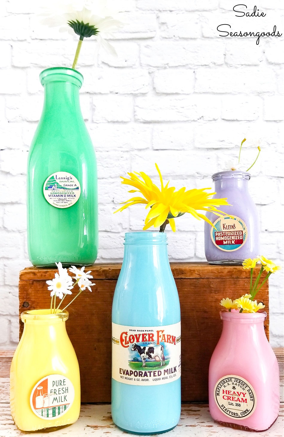 Decorating for Spring with vintage milk bottles Decorating for Spring with vintage milk bottles