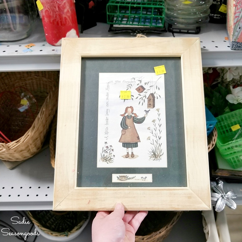 Wooden picture frame at a thrift store