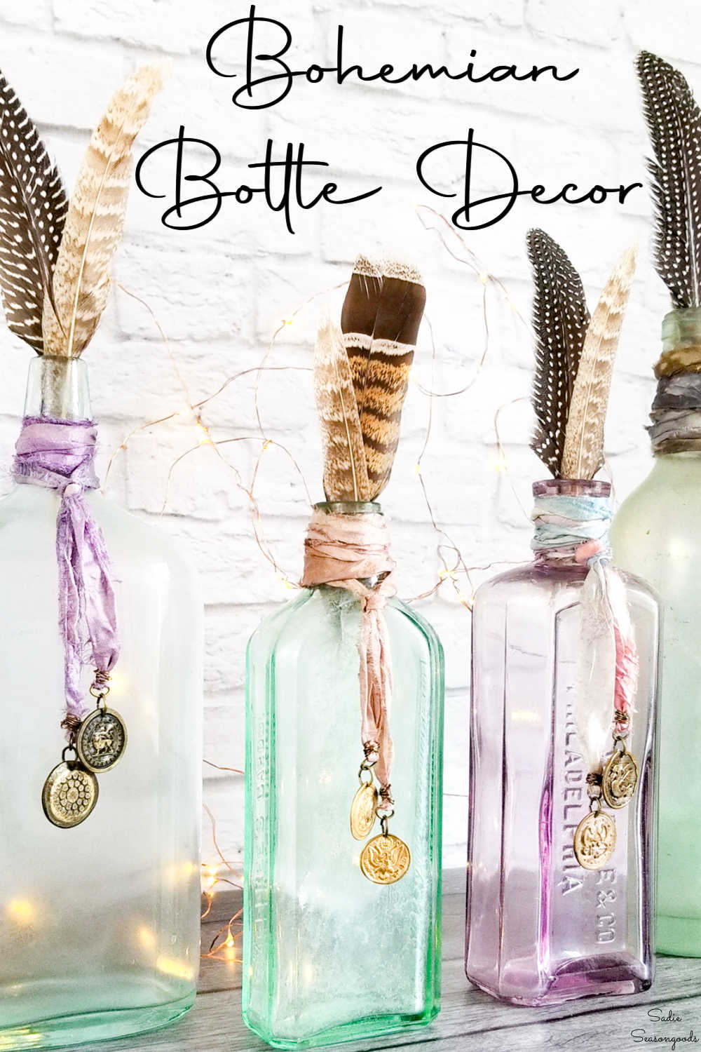 boho decor with vintage bottles