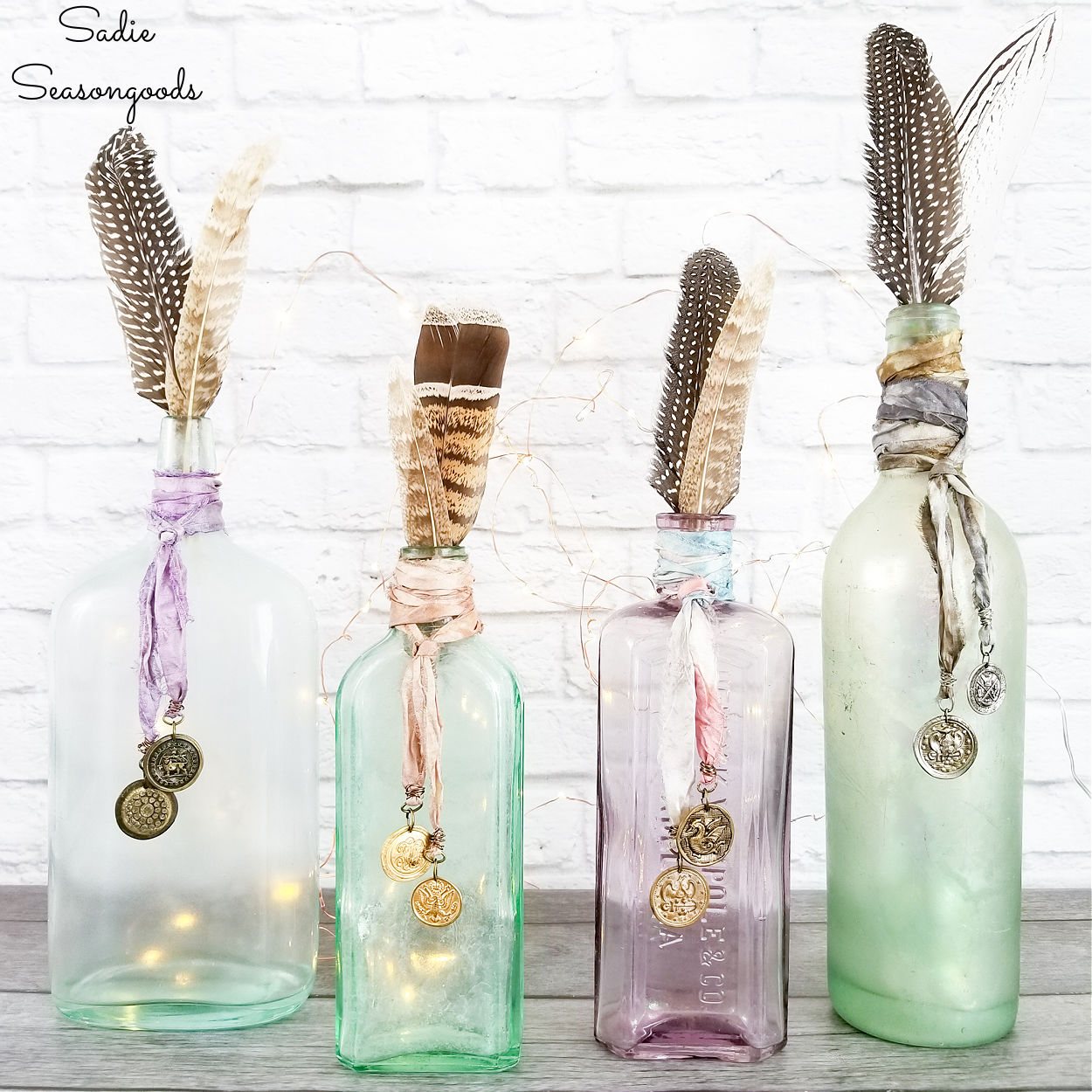 DIY Boho Decor with Bottle Charms from Metal Buttons
