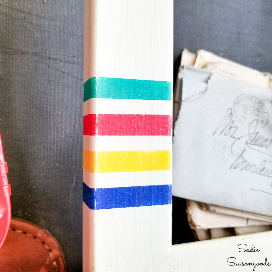 hudson bay stripes on a repurposed picture frame