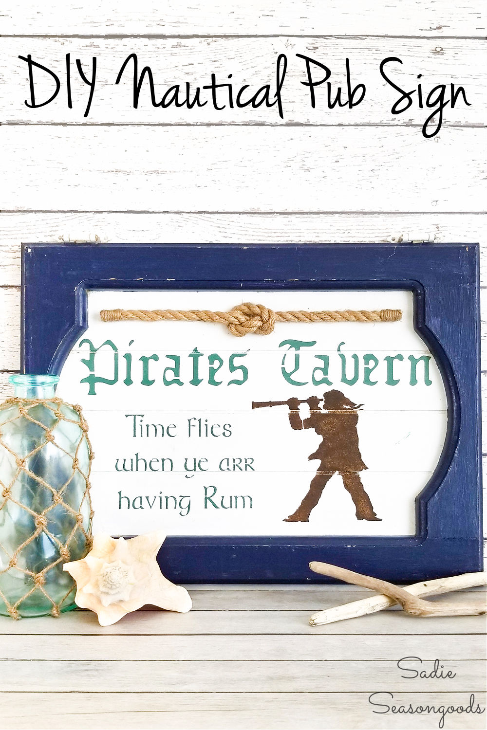 Pirate Sign as Nautical Wall Decor by Upcycling a Cabinet Door