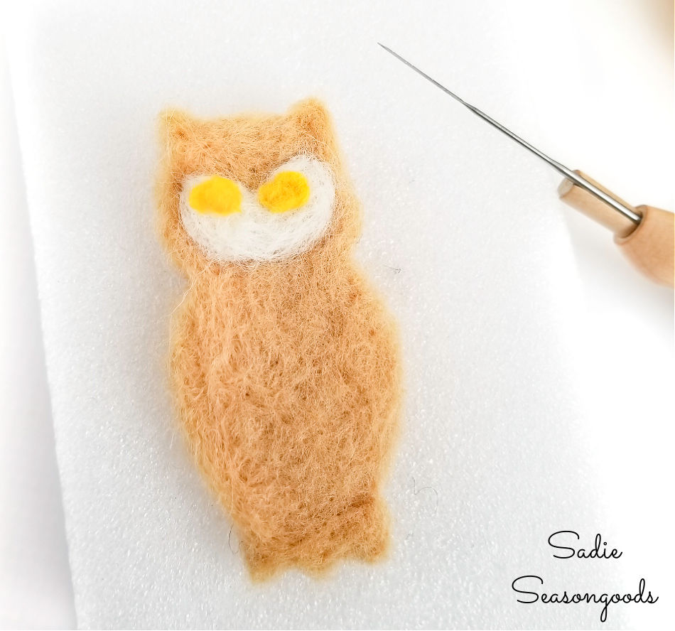 needle felting an owl