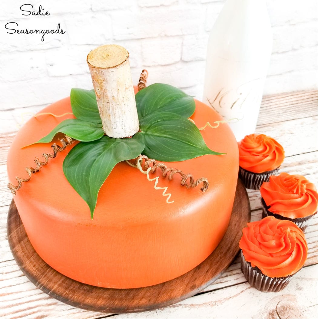 pumpkin centerpiece and cake dome