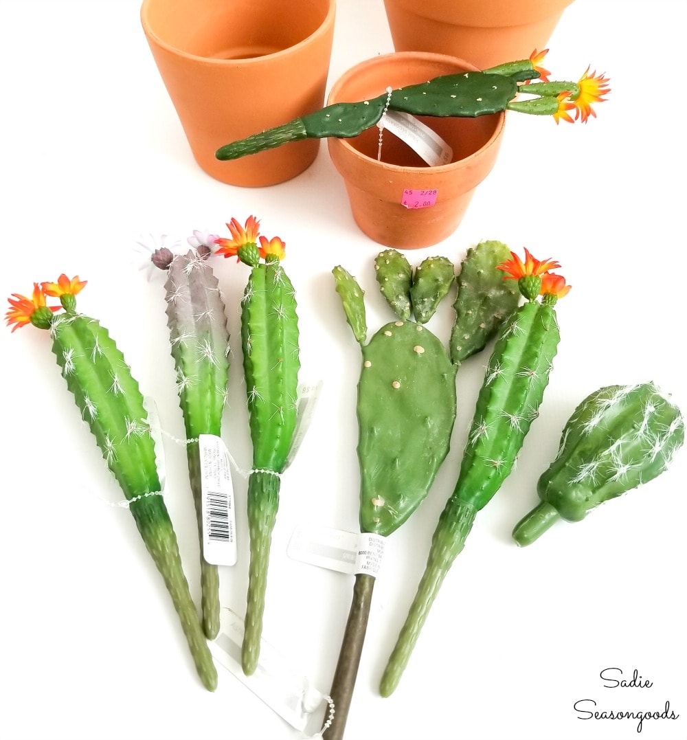 Artificial cactus for Halloween flower pots