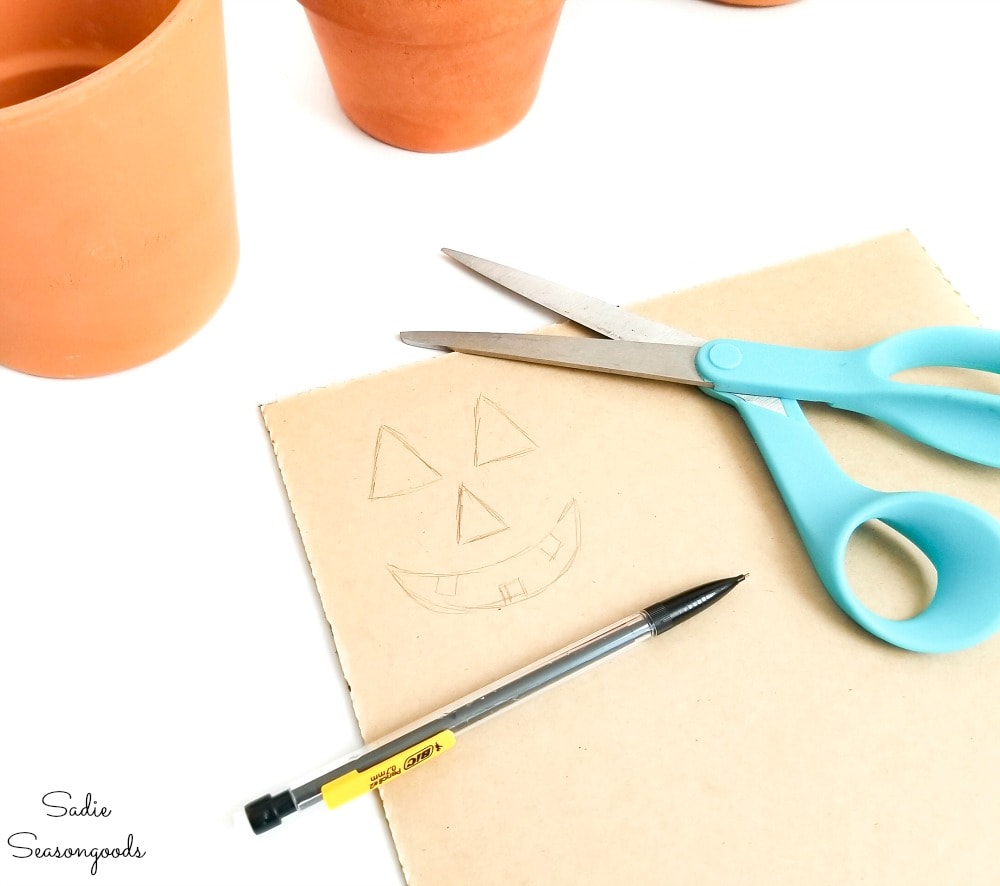 Jack o lantern face for halloween flower pots