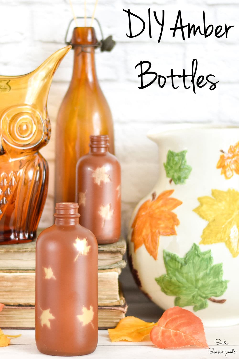 amber glass decor with spray paint