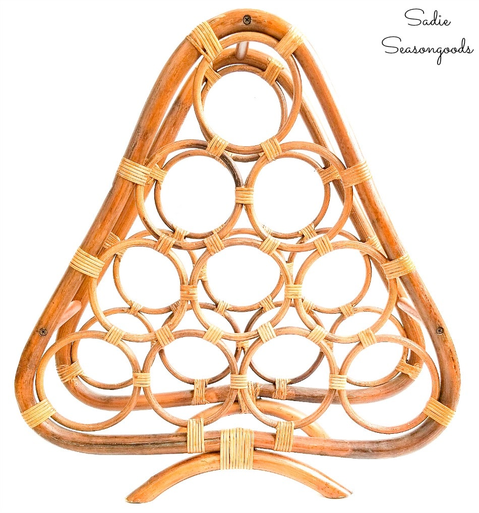 Rattan wine rack to become a Boho Christmas tree