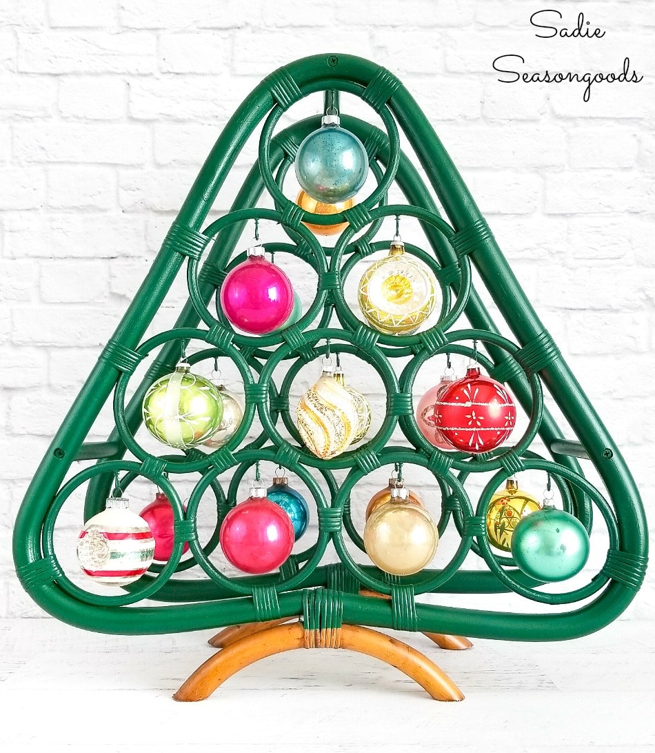 Vintage shiny brite ornaments on an upcycled Christmas tree