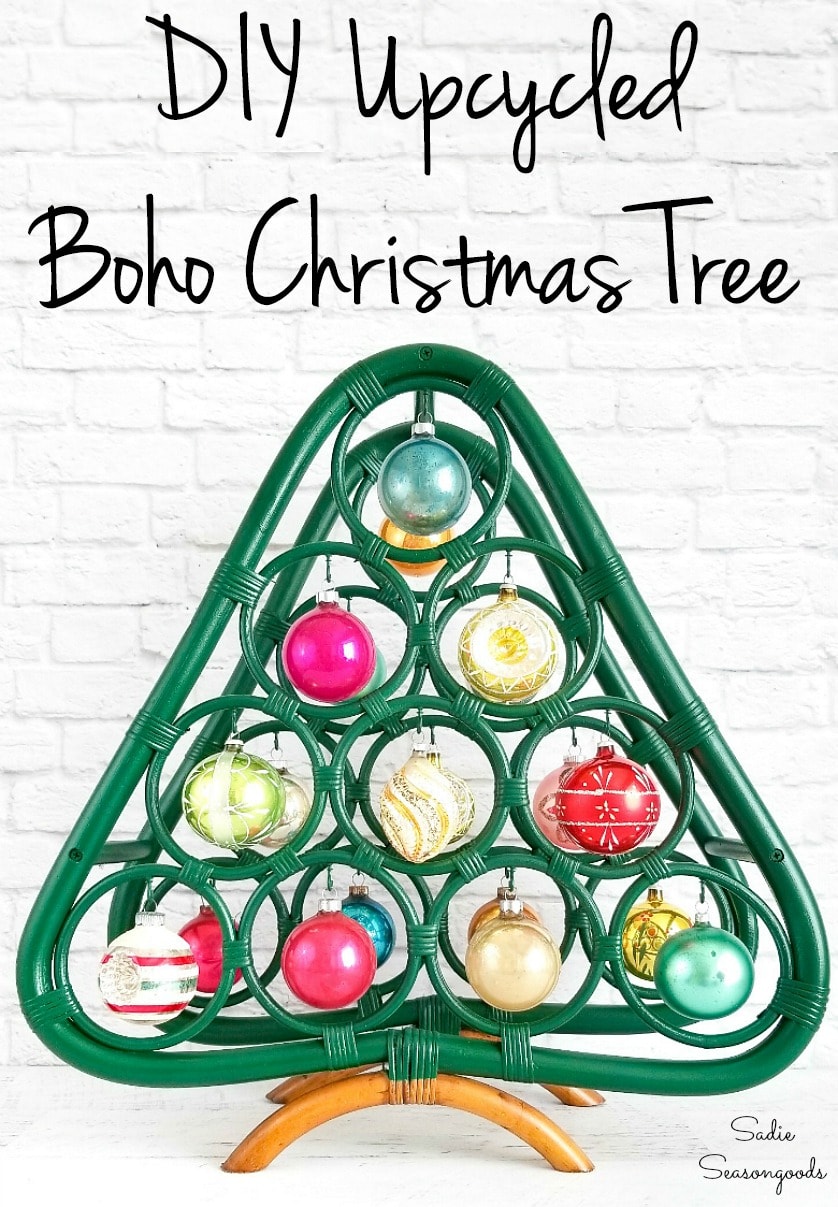 Wine rack Christmas tree for boho holiday decor