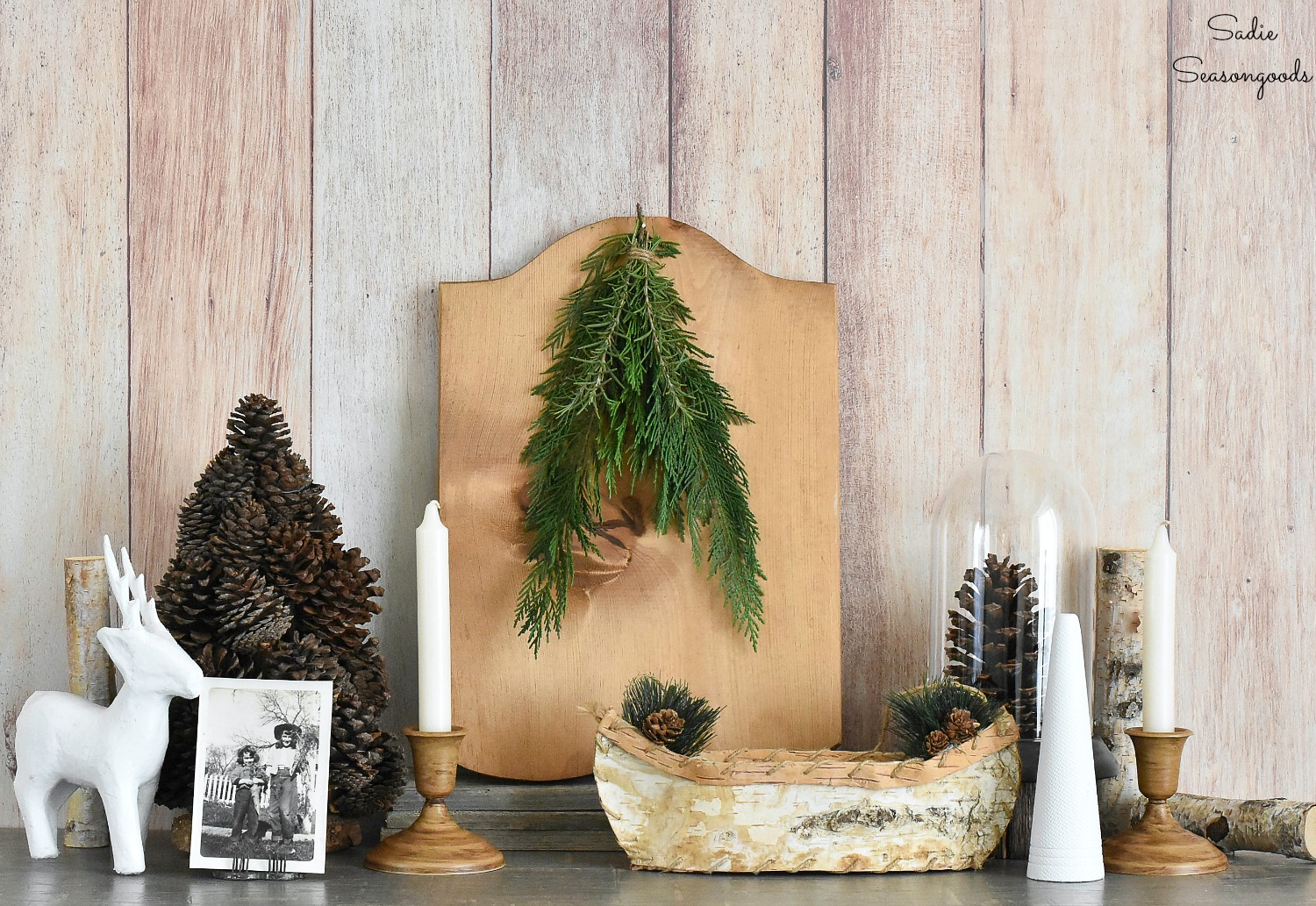 Lodge decor for a winter cabin by thrift shopping for rustic decor and upcycled crafts