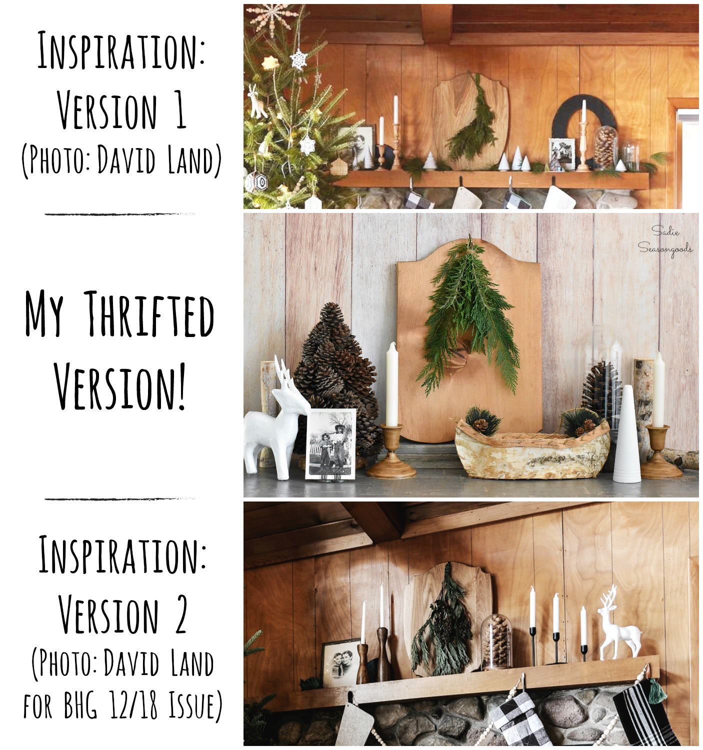 Thrift store decor for a winter cabin or lodge decor and repurposing craft projects