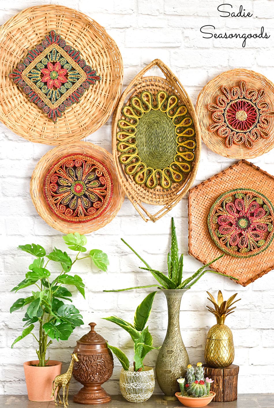 Basket wall decor for a boho home