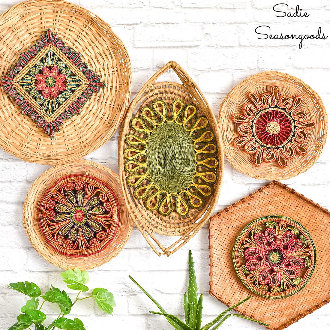 Basket wall decor with Bohemian design