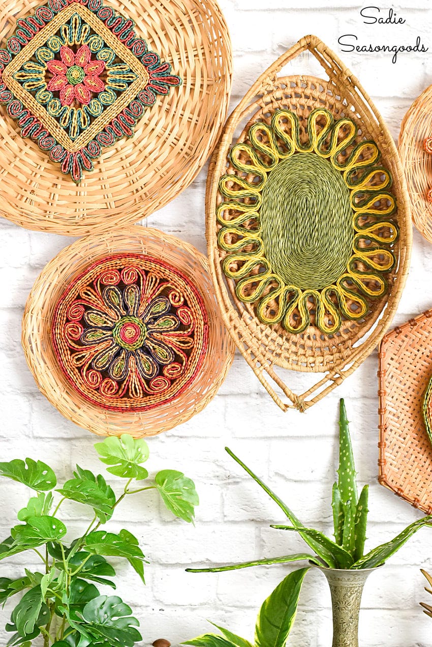 Boho wall baskets for basket wall art