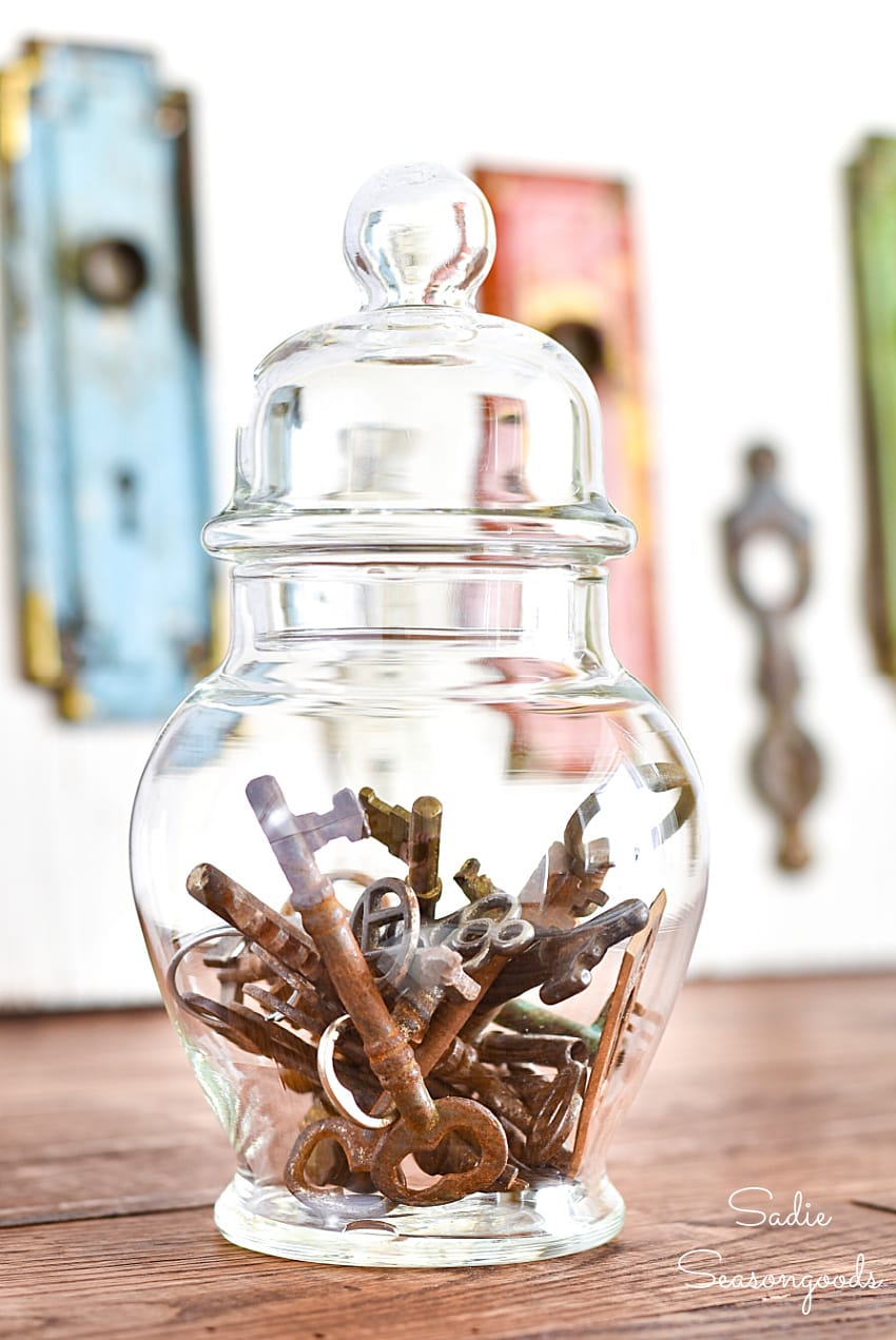 Skeleton keys in an apothecary jar