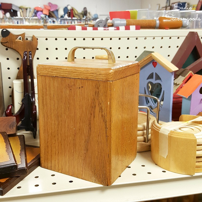 Wooden canister to be upcycle into retro canisters with mid century modern stencils