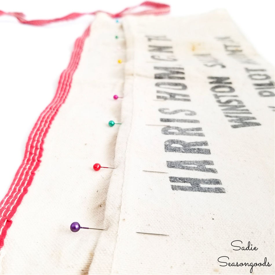 sewing slots for paint brushes in a nail apron