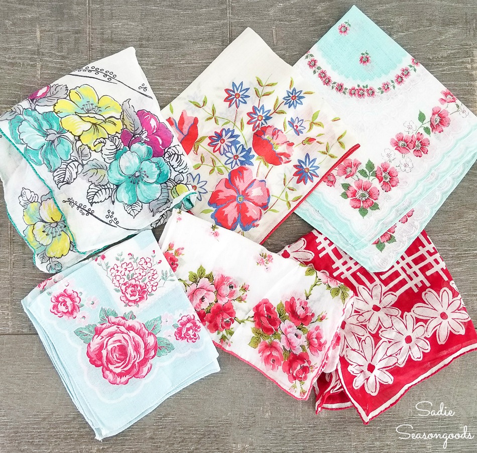 Vintage handkerchiefs for upcycling into cloth bracelets
