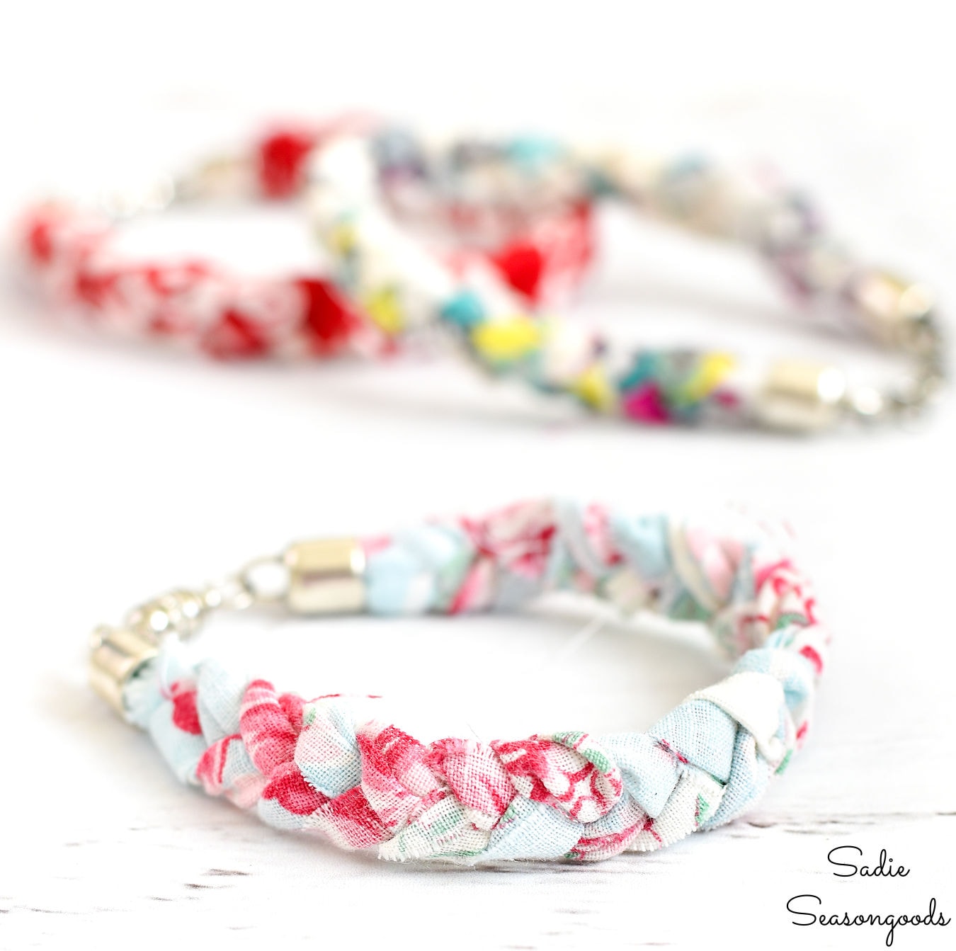 Braided Bracelets from Vintage Handkerchiefs