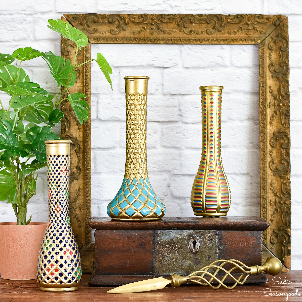 Cloisonne Vase Inspiration with Florist Vases from the Thrift Store
