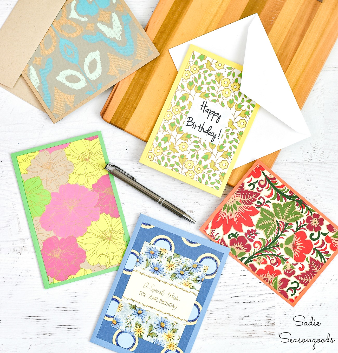 DIY Greeting Cards with File Folders and mulberry paper