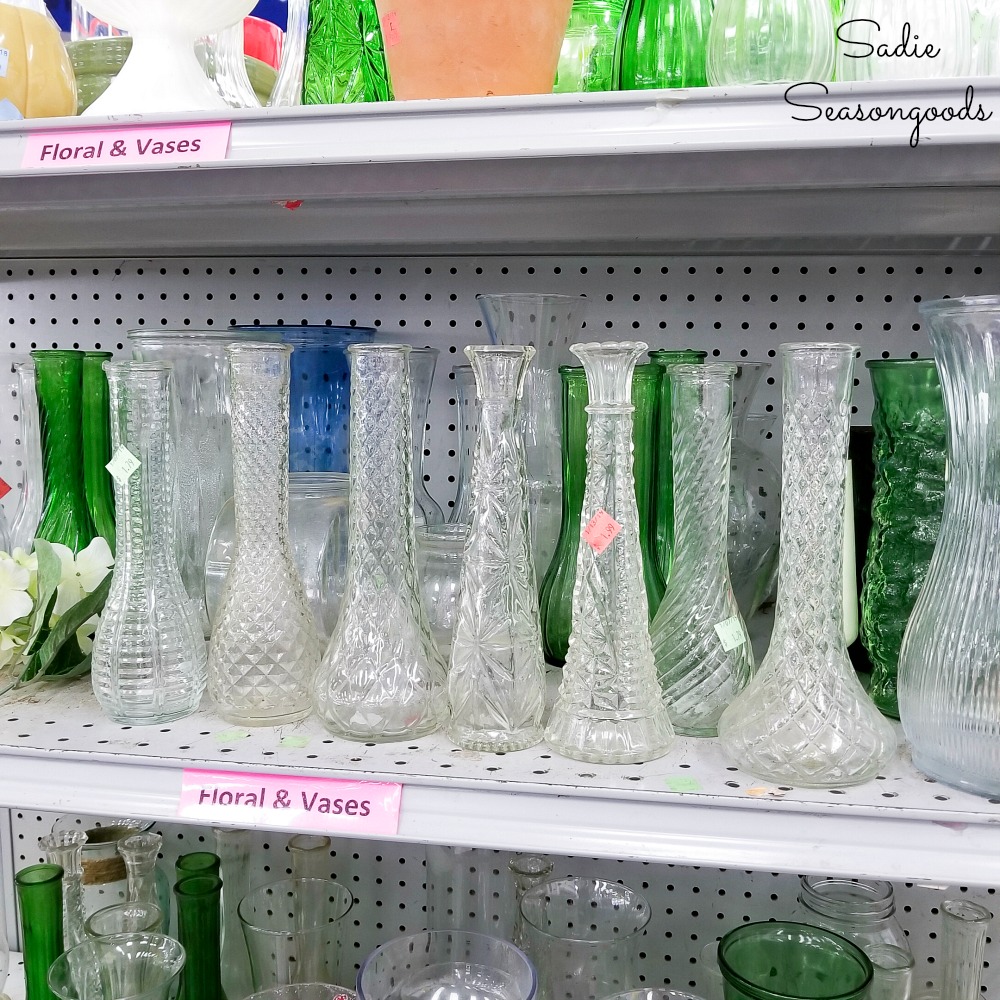 Florist vases or clear glass vase at a thrift store