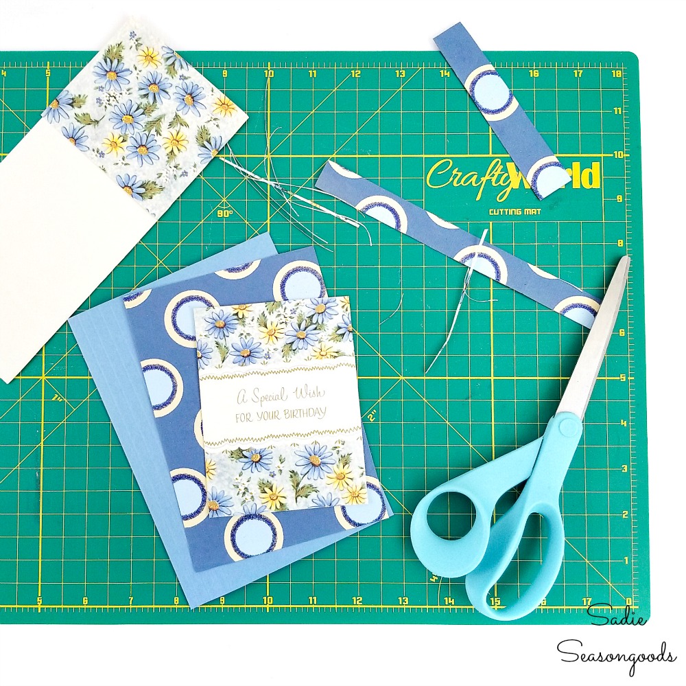 Upcycling the vintage greeting cards with file folders for blank greeting cards
