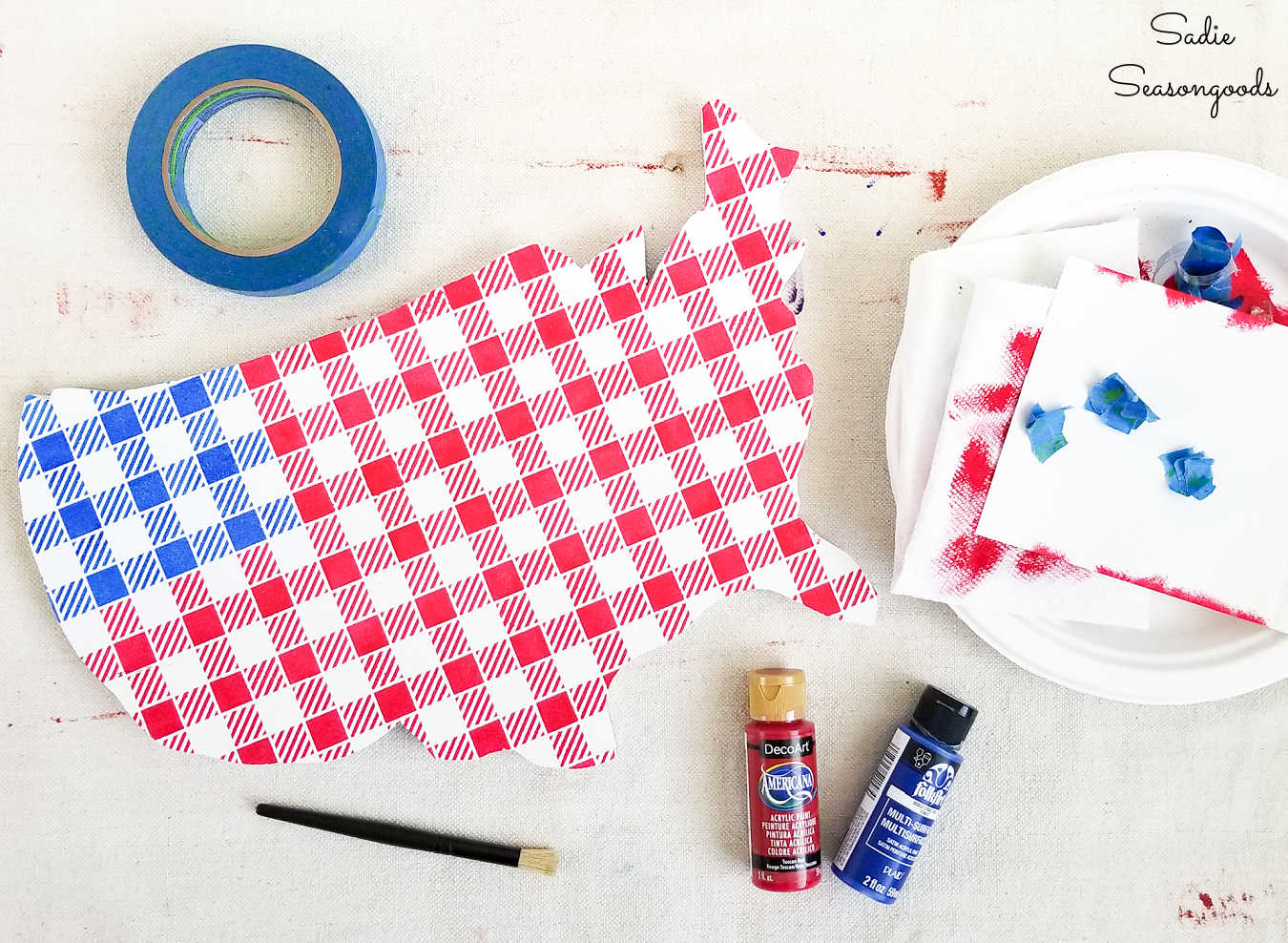 buffalo plaid stencil as stars and stripes