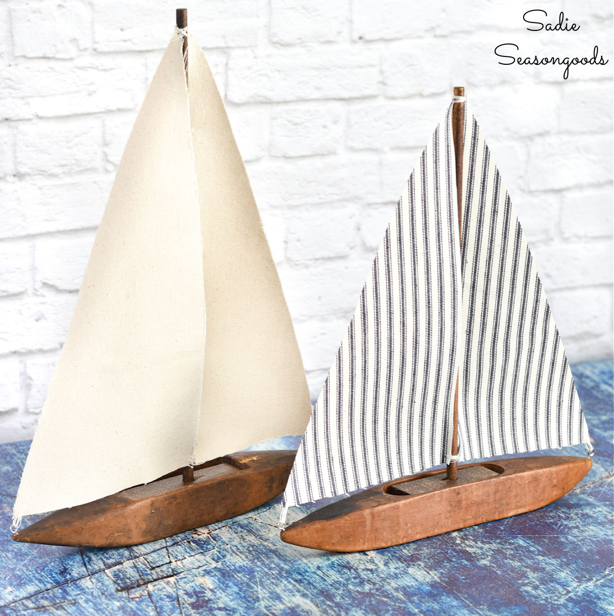 sailboat decor from a weaving shuttle