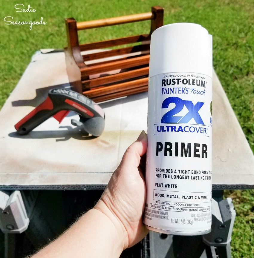 painting a small wooden basket