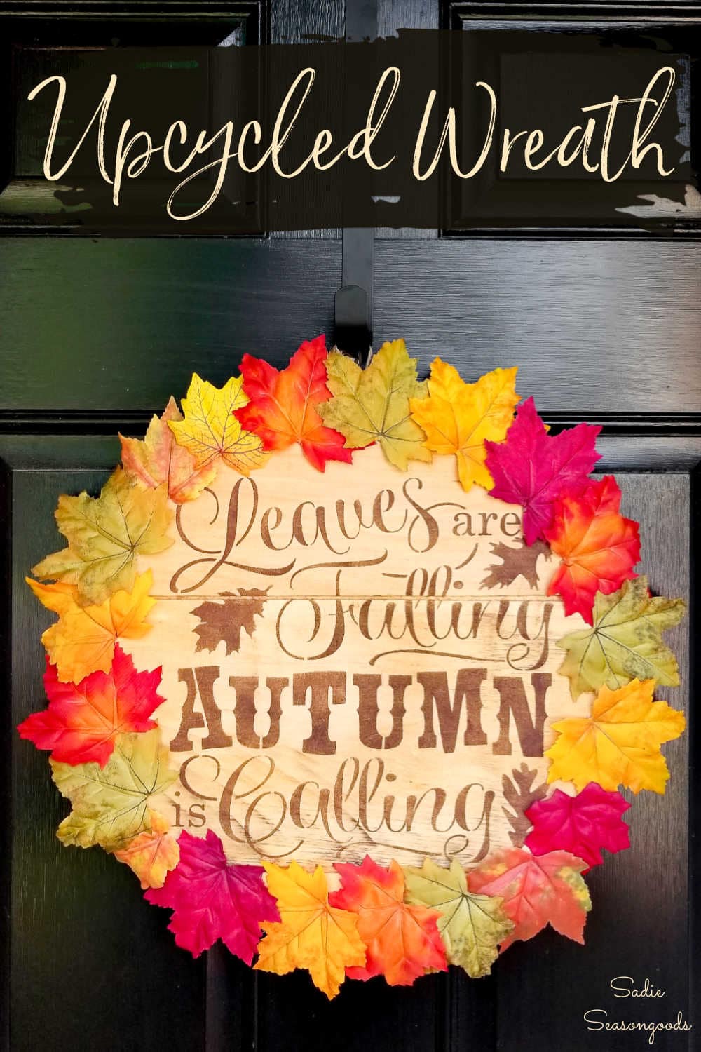 wooden cheese box as a fall wreath