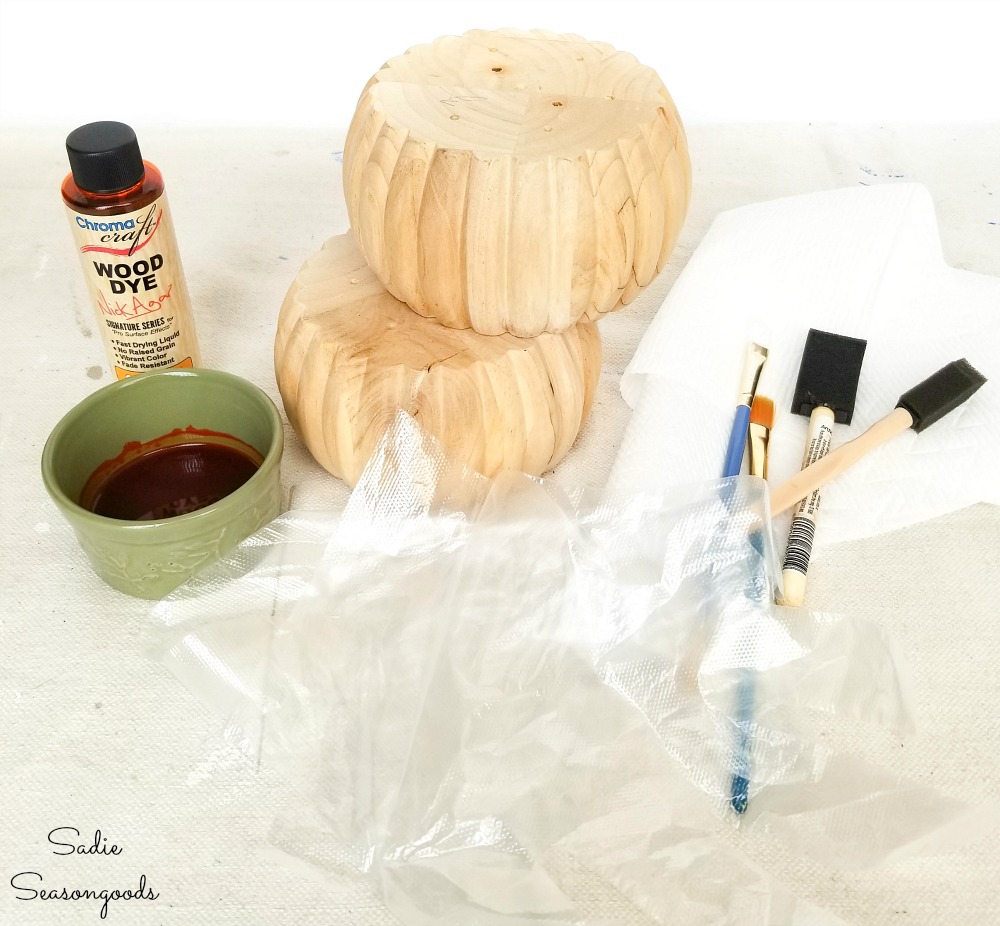 Wood dye vs Wood stain for an orange wood pumpkin
