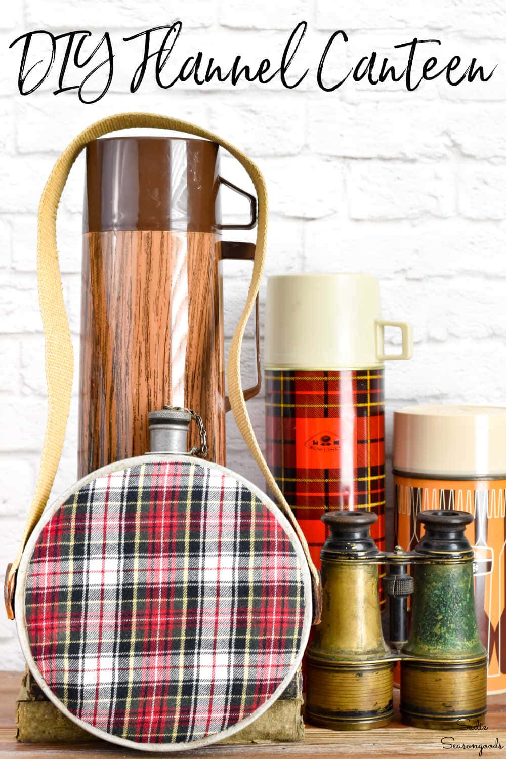 plaid decor with a vintage canteen