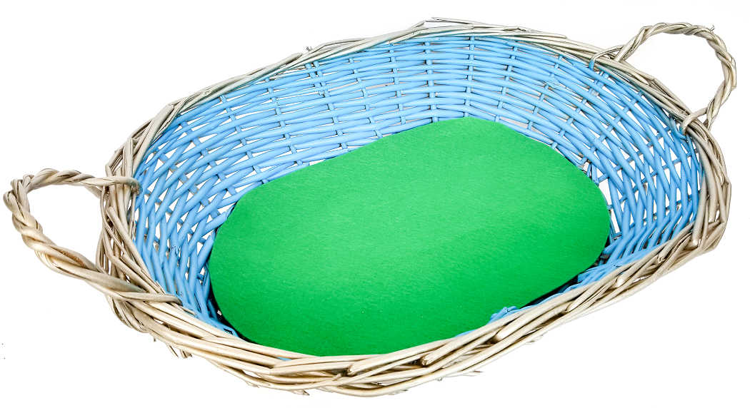 green felt football field inside a basket