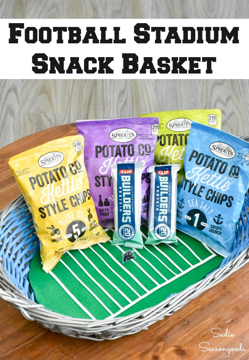 Upcycling a basket to look like a football stadium