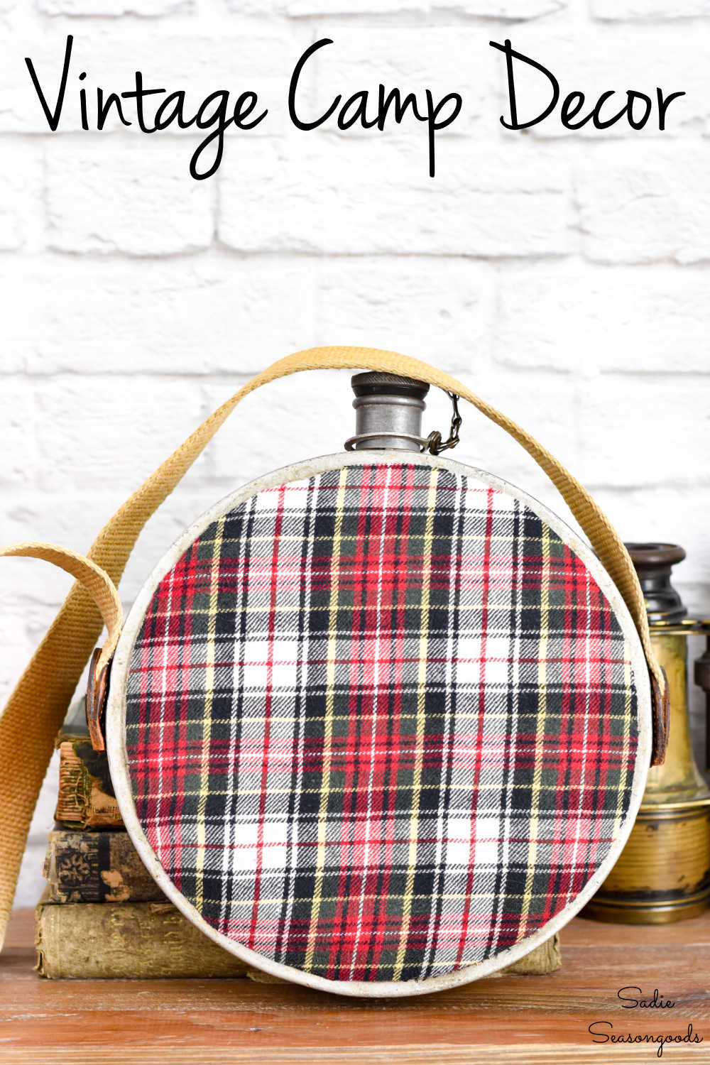 vintage canteen and upcycled flannel shirt