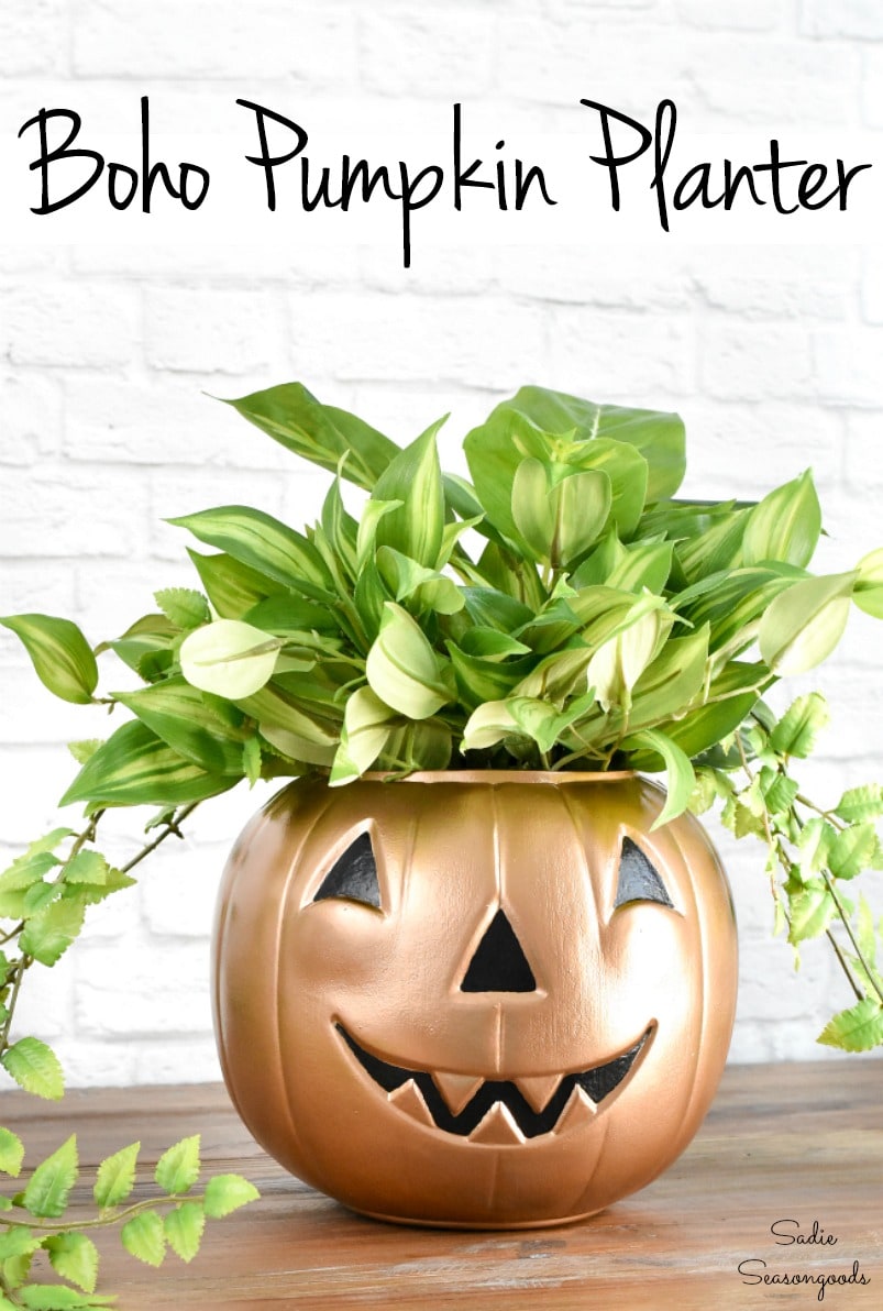 Boho planter for chic Halloween decor