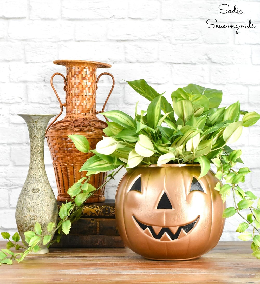 Chic halloween decor with a metallic pumpkin